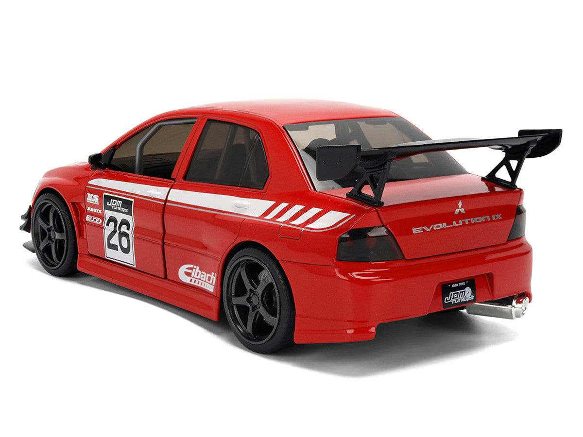 2006 Mitsubishi Lancer Evolution IX RHD (Right Hand Drive) #26 Red with White Graphics "JDM Tuners" Series 1/24 Diecast Model Car by Jada LuxuryLifeWay Online Store