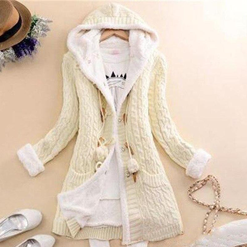 Women's Clothing With Warm Plush Cardigan Horn Button Best YouTube Store
