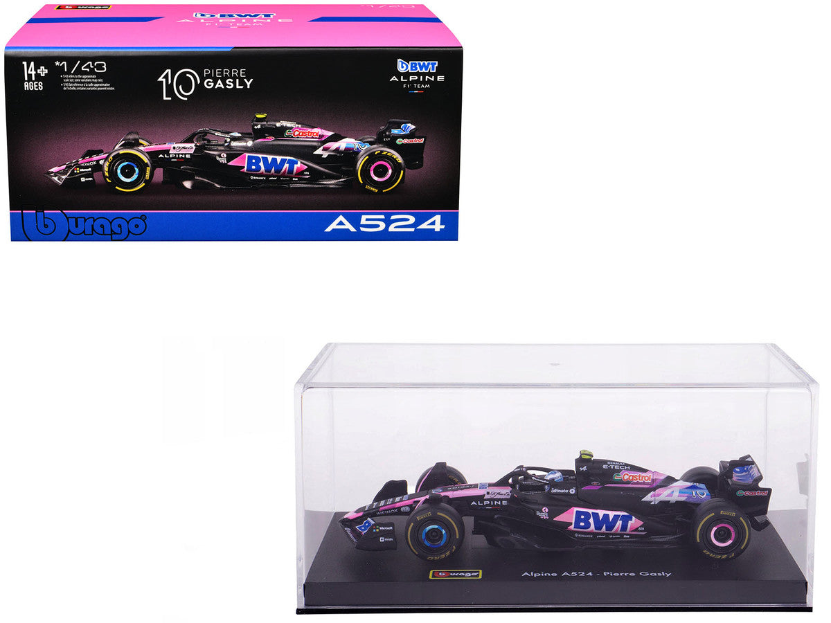Alpine A524 #10 Pierre Gasly "BWT" "Formula One F1 World Championship" (2024) with Driver Figure and Display Case "Race" Series 1/43 Diecast Model Car by Bburago LuxuryLifeWay Online Store