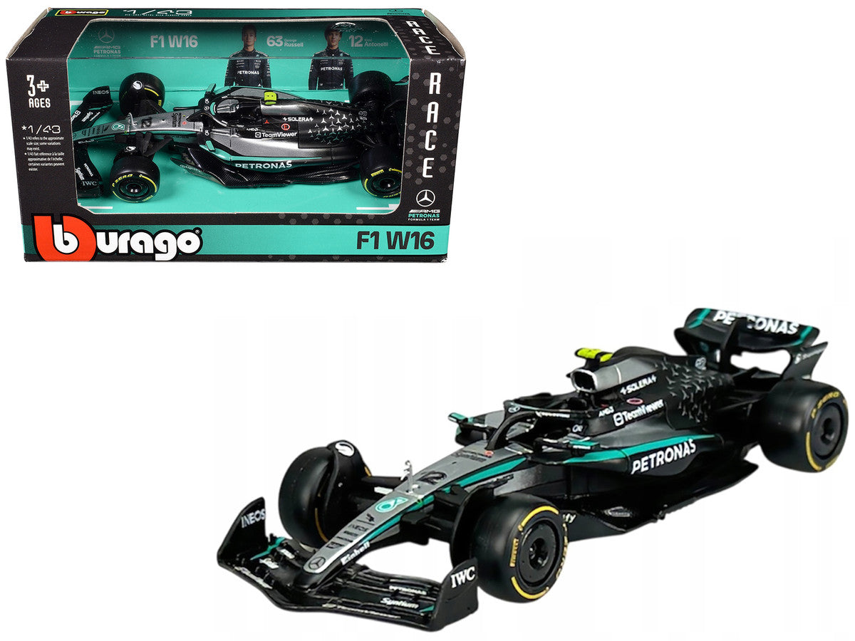 Mercedes-AMG F1 W16 E Performance #12 Kimi Antonelli "Petronas" Formula One F1 World Championship (2025) "Race" Series 1/43 Diecast Model Car by Bburago LuxuryLifeWay Online Store