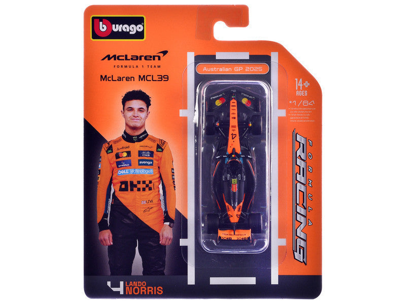 McLaren MCL39 #4 Lando Norris Winner Formula One F1 "Australian GP" (2025) "Formula Racing" Series 1/64 Diecast Model Car by Bburago LuxuryLifeWay Online Store