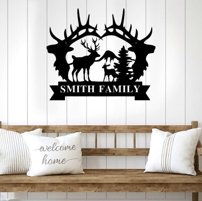 Metal Iron Wall Decor Deer Art Craft PearlNestDecor.com