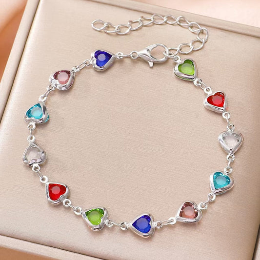 Dopamine Jewelry All-Match Colorful Heart-Shaped Bracelet For Women LuxuryLifeWay Online Store
