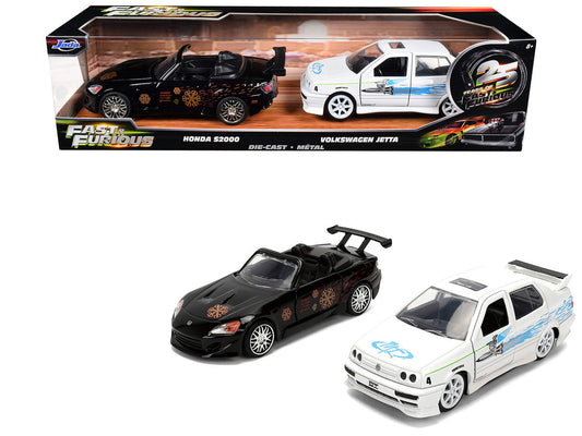 Honda S2000 Black with Graphics and Volkswagen Jetta White with Graphics Set of 2 pieces "25 Years of Fast & Furious" Series 1/32 Diecast Model Cars by Jada LuxuryLifeWay Online Store
