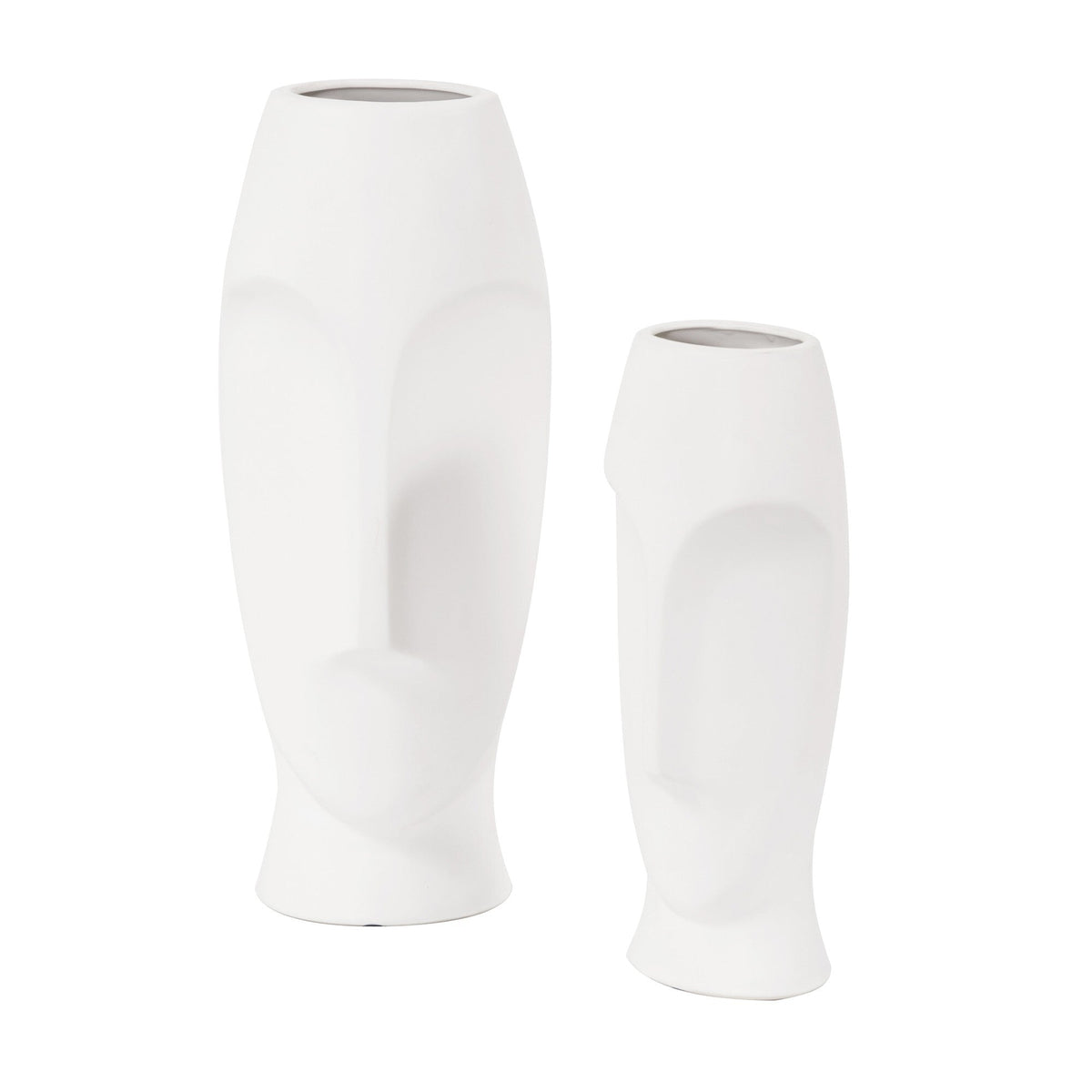 Set of Two Ceramic White Cylinder Table Vases LuxuryLifeWay Online Store
