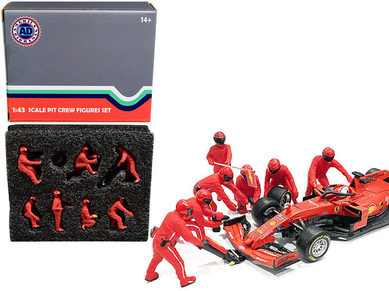 Formula One F1 Pit Crew 7 Figurine Set Team Red for 1/43 Scale Models by American Diorama LuxuryLifeWay Online Store