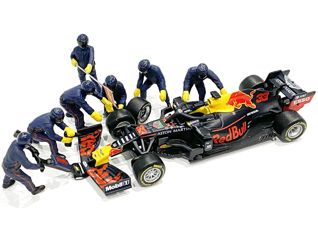 Formula One F1 Pit Crew 7 Figurine Set Team Blue for 1/43 Scale Models by American Diorama LuxuryLifeWay Online Store