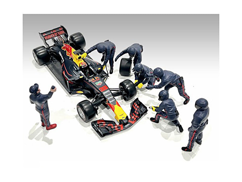 Formula One F1 Pit Crew 7 Figure Set Team Blue Release III for 1/18 Scale Models by American Diorama LuxuryLifeWay Online Store