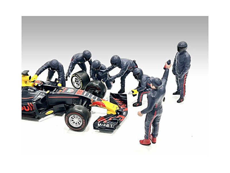 Formula One F1 Pit Crew 7 Figure Set Team Blue Release III for 1/18 Scale Models by American Diorama LuxuryLifeWay Online Store