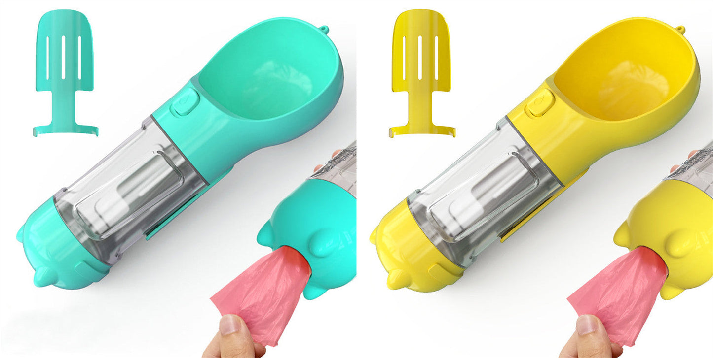Pet Water Bottle Feeder Bowl Garbage Bag Storage Portable Pet Outdoor Travel 3 In 1 Dog Water Bottle Pets Fashion