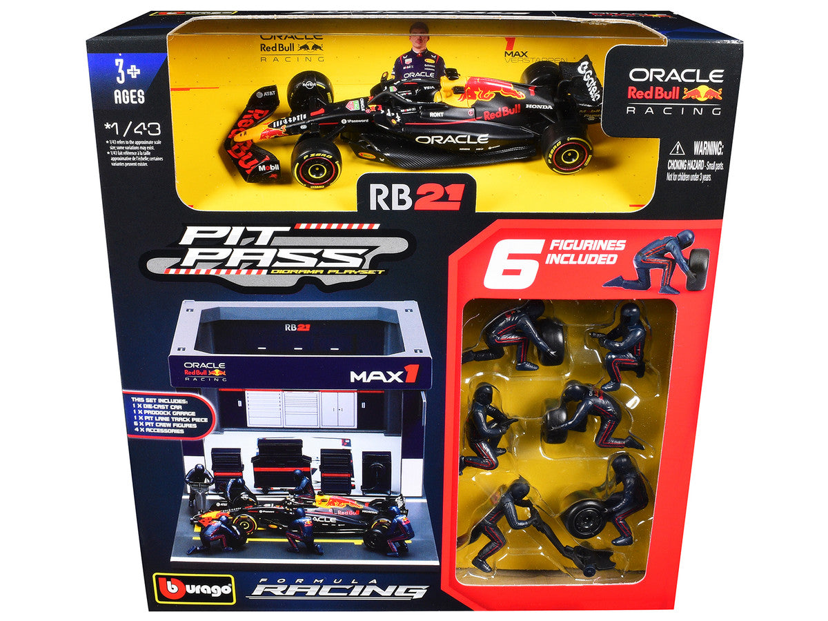 Red Bull Racing Pit Pass Diorama Set with RB21 #1 Max Verstappen "Formula One F1 World Championship" (2025) "Formula Racing" Series 1/43 Diecast Model by Bburago LuxuryLifeWay Online Store