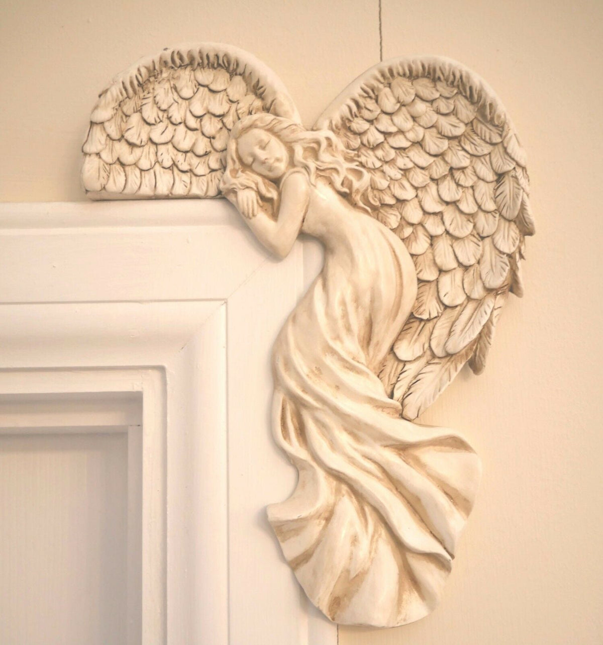 Door Frame Angel Wings Sculpture Resin Crafts PearlNestDecor.com