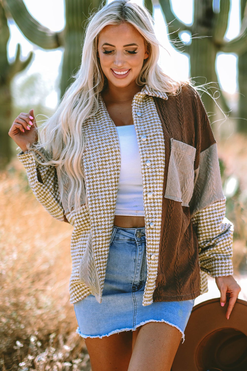 Luna Houndstooth Loose Shacket LuxuryLifeWay Online Store