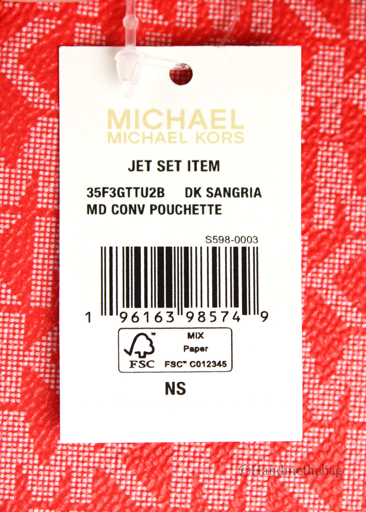 Michael Kors Jet Set Medium Dark Sangria Convertible Pouchette LadyShow.Store