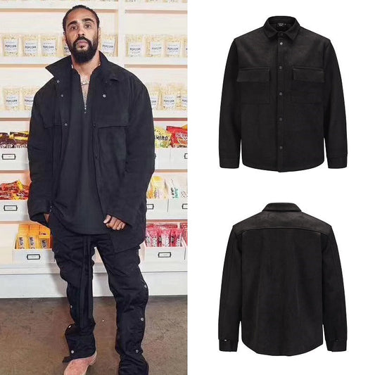 Leather velvet padded shirt loose casual jacket jacket Best YouTube Store