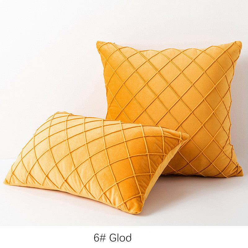 Diamond plaid velvet pillowcase