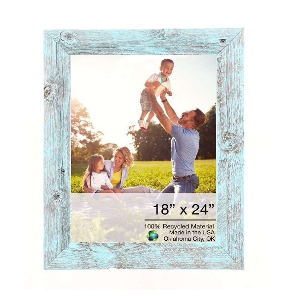 18" X 24" Rustic Farmhouse Light Aqua Blue Frame LuxuryLifeWay Online Store