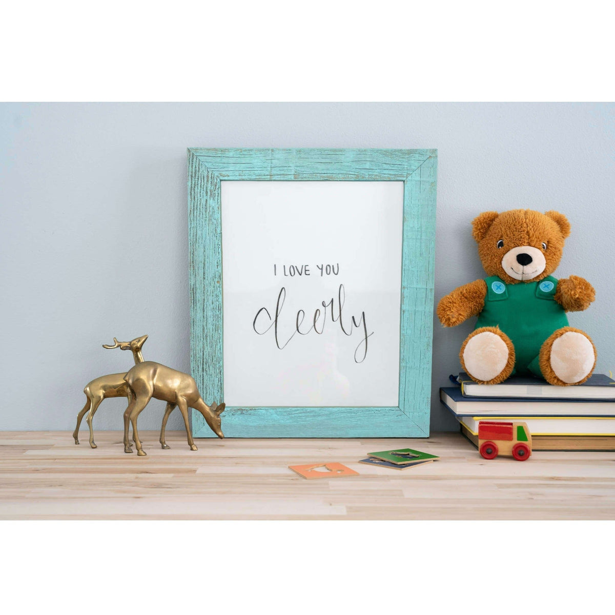 18" X 24" Rustic Farmhouse Light Aqua Blue Frame LuxuryLifeWay Online Store