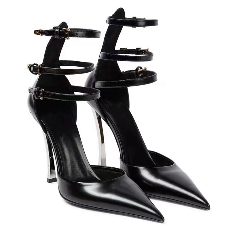 Women's Pointed Patent Leather High Heel Sandals Best YouTube Store
