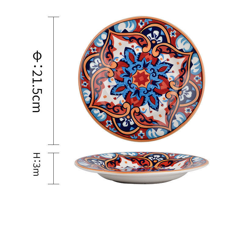 Underglaze Ceramic Tableware Bohemian Household Dishes LadyShow.Store