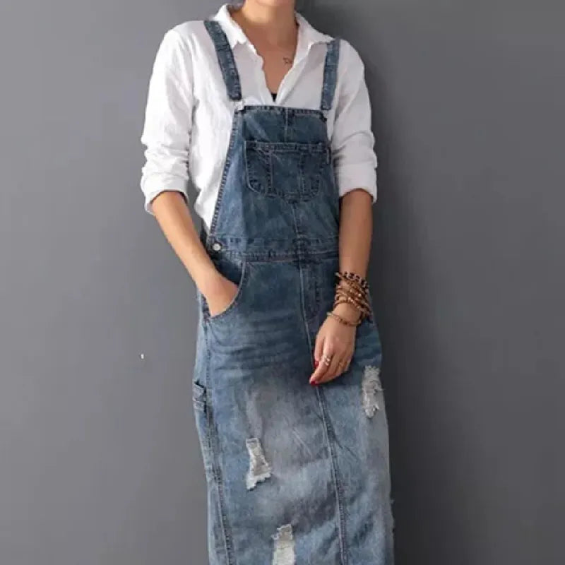 Women's Fashion Denim Strap Skirt Pi-Mart