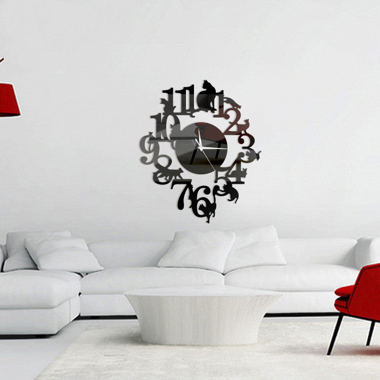 Creative Diy Cat Wall Clock Study Bedroom PearlNestDecor.com