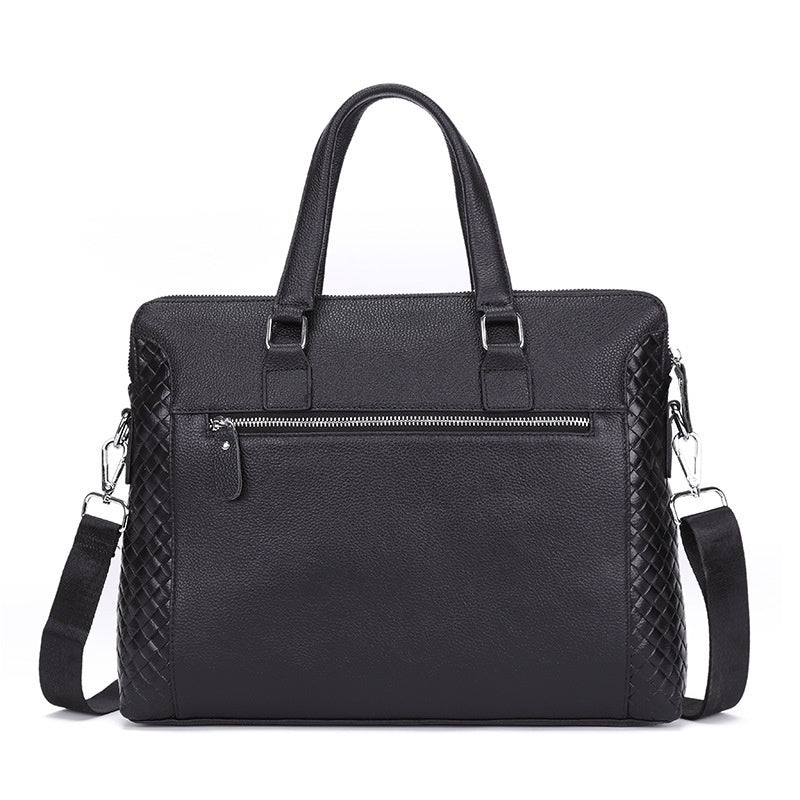 Men's Briefcase Genuine Leather 14-inch Laptop Bag Horizontal Cowhide Business Office Bag CJD