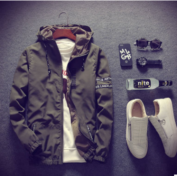 Men's Lettered Hooded Jacket Pi-Mart