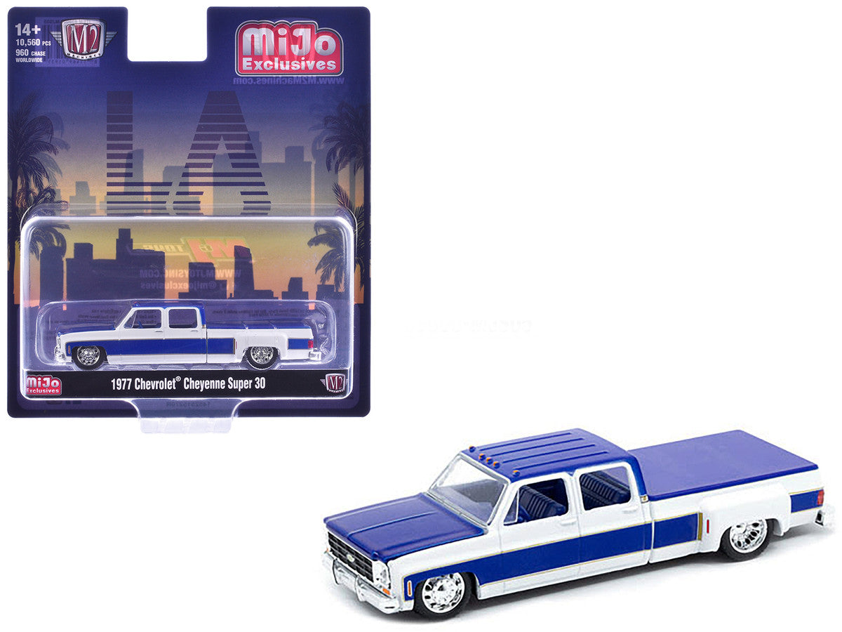 1977 Chevrolet Cheyenne Super 30 Pickup Truck White and Blue "LA" Limited Edition to 10560 pieces Worldwide 1/64 Diecast Model Car by M2 Machines LuxuryLifeWay Online Store