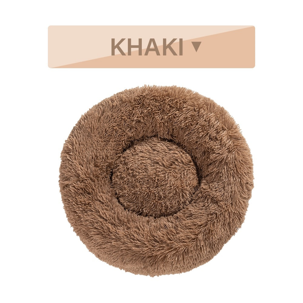Fluffy Donut Dog Bed  Warm Soft Long Plush Pet Cushion Dog House Cat  Bed Washable Pet Sofa Mat Calming Samll Large Dog Beds Best YouTube Store