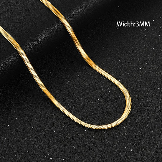 Flat Gold Color Stainless Steel Necklace Pi-Mart