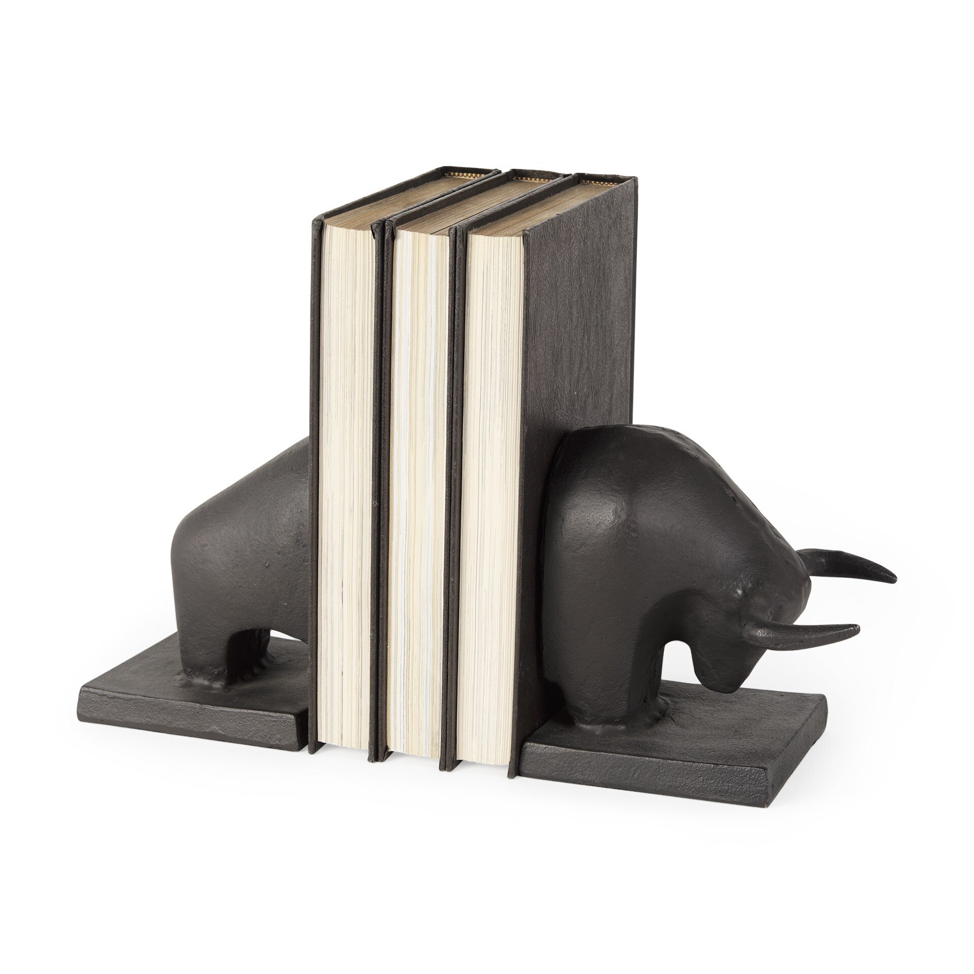 Black Cast Aluminum Raging Bull Bookends LuxuryLifeWay Online Store