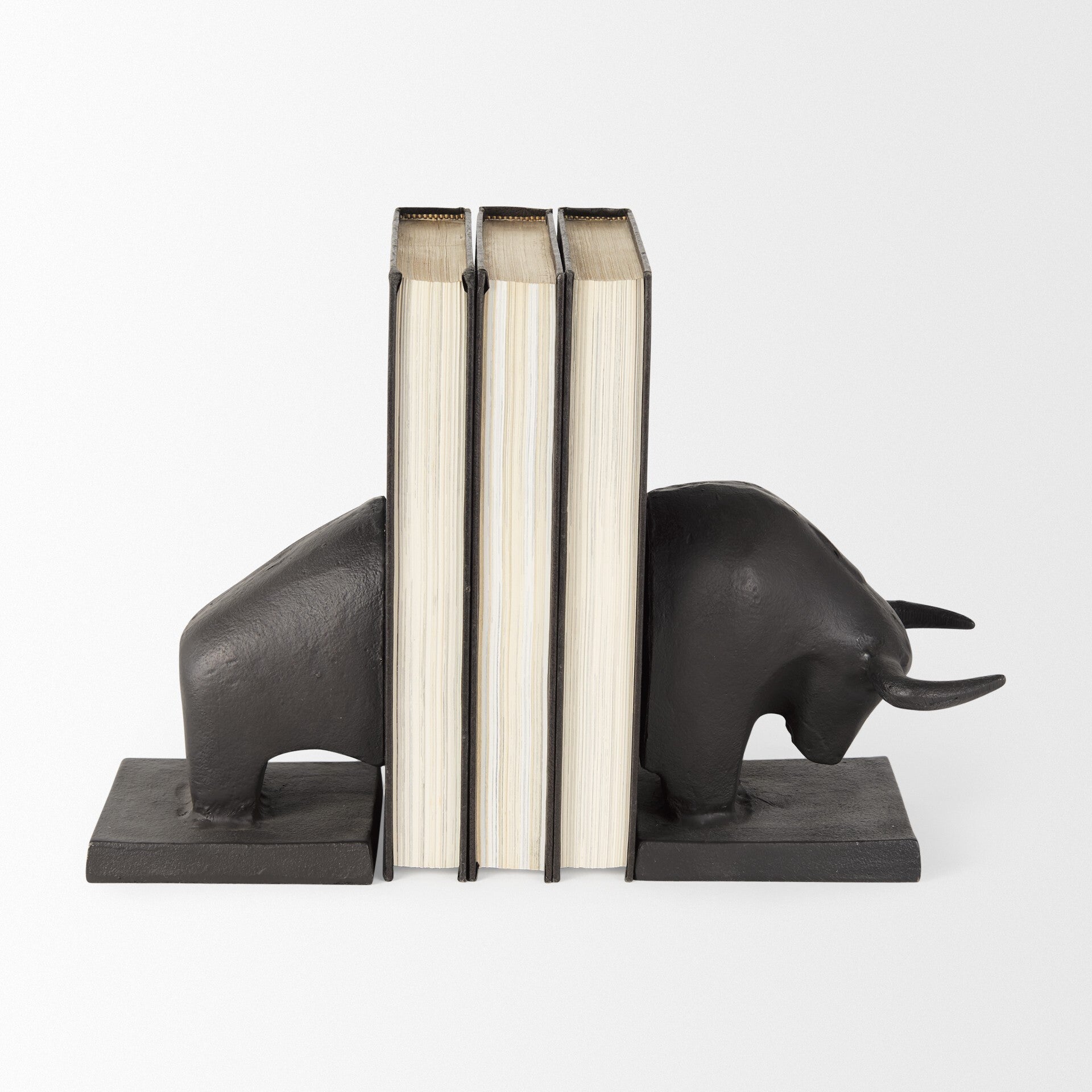 Black Cast Aluminum Raging Bull Bookends LuxuryLifeWay Online Store