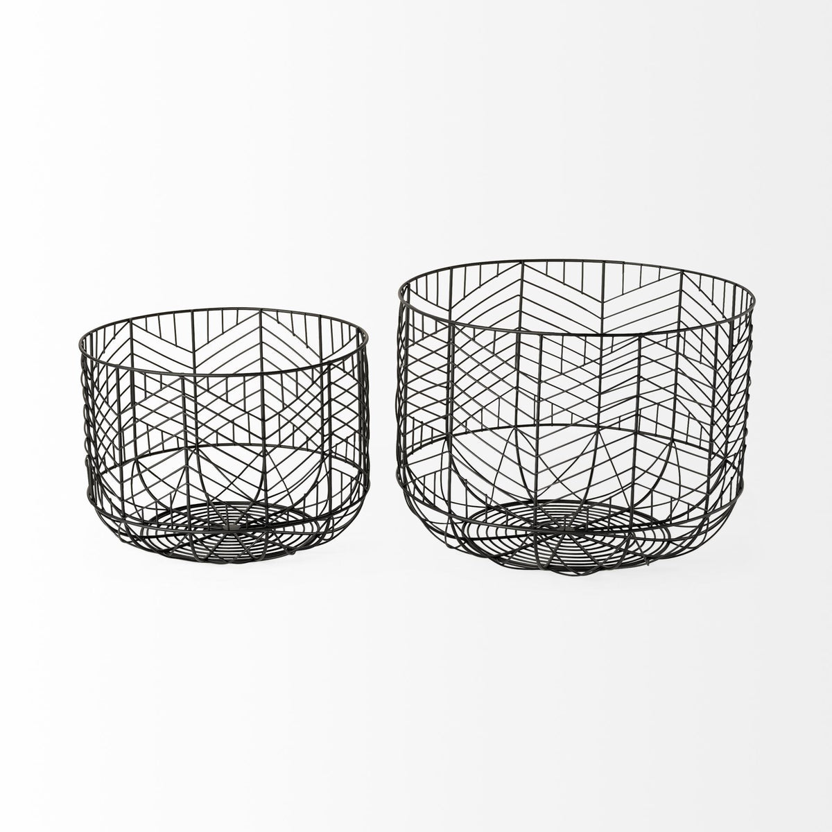 Set Of Two Black Metal Wire Chevron Bowls LuxuryLifeWay Online Store