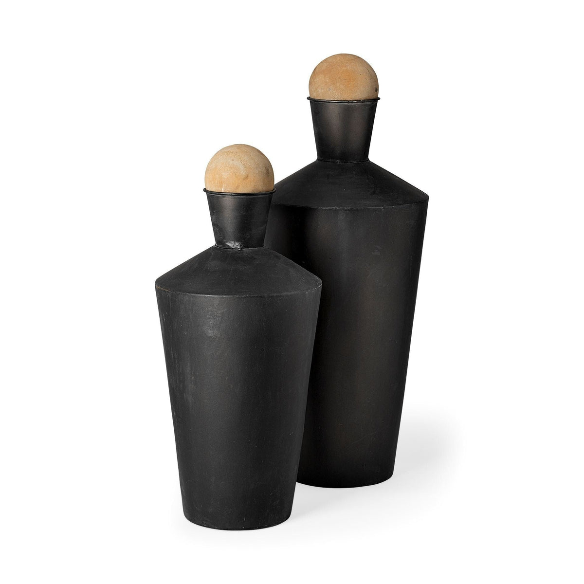 Set of Two Black and Brown Metal Cylindrical Urns LuxuryLifeWay Online Store