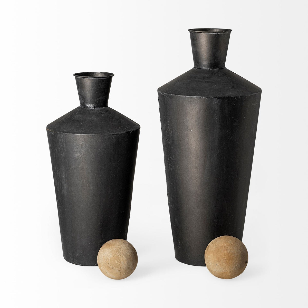 Set of Two Black and Brown Metal Cylindrical Urns LuxuryLifeWay Online Store