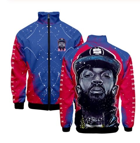 NIPSEY HUSSLE 3D digital printed stand-up collar jackets