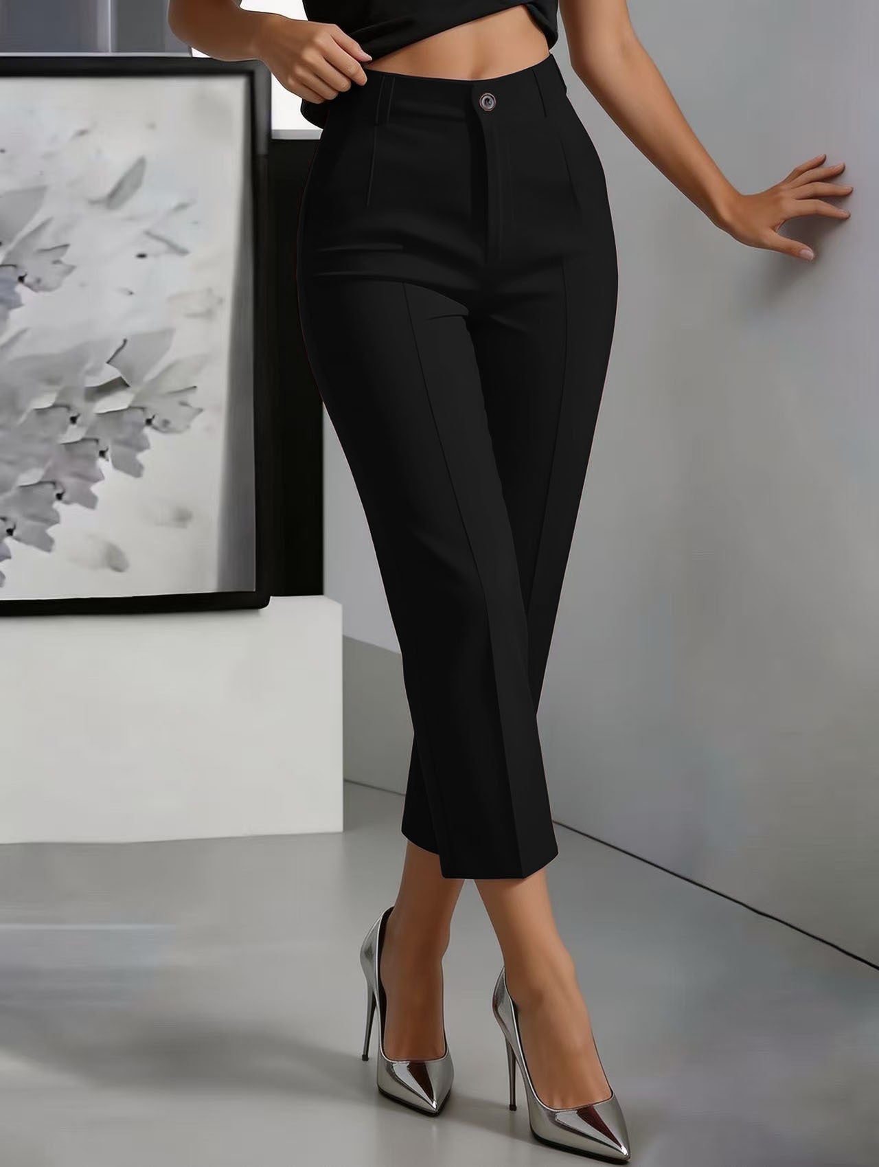 Women's High-Waisted Drapey Straight-Leg Pants NorixaFashion.com