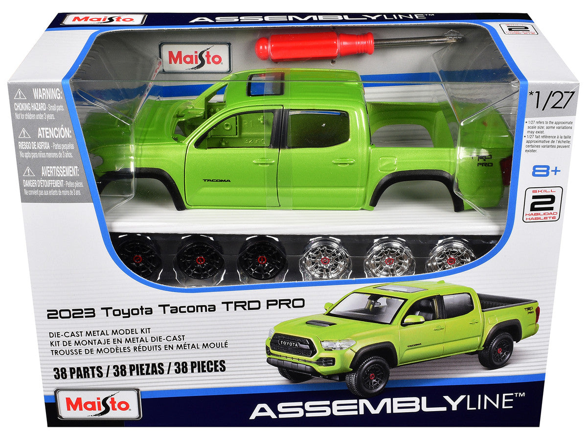 Skill 2 Model Kit 2023 Toyota Tacoma TRD PRO Pickup Truck Light Green Metallic "Assembly Line" Series 1/27 Scale Model by Maisto LuxuryLifeWay Online Store
