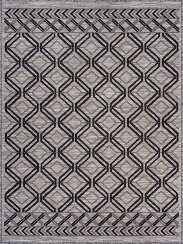 5' X 7' Black And Tan Indoor Outdoor Area Rug LuxuryLifeWay Online Store