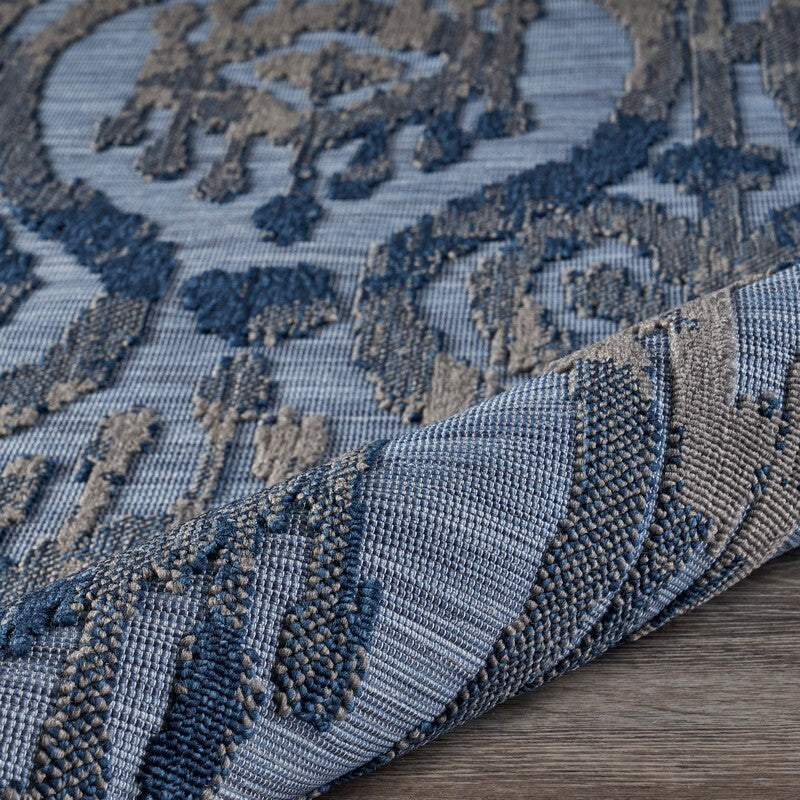 5' X 7' Blue And Yellow Indoor Outdoor Area Rug LuxuryLifeWay Online Store