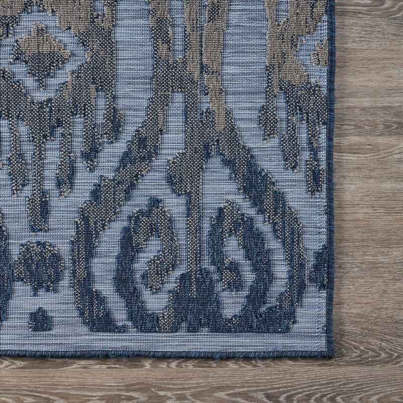 5' X 7' Blue And Yellow Indoor Outdoor Area Rug LuxuryLifeWay Online Store