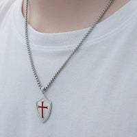 Knights Templar Shield Necklace in Sterling Silver Pendants Necklace for Men LadyShow.Store