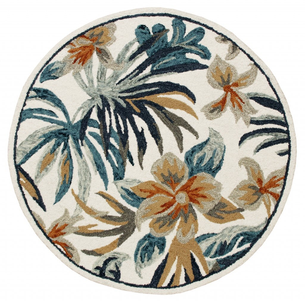 4' Round Blue and White Tropical Area Rug LuxuryLifeWay Online Store