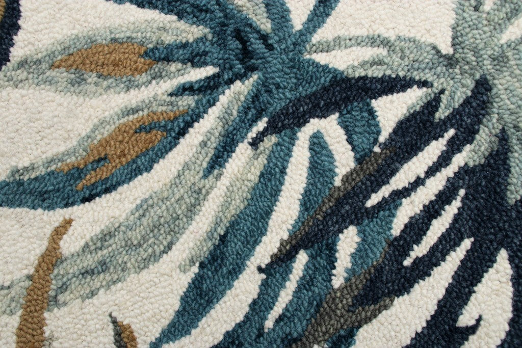 4' Round Blue and White Tropical Area Rug LuxuryLifeWay Online Store