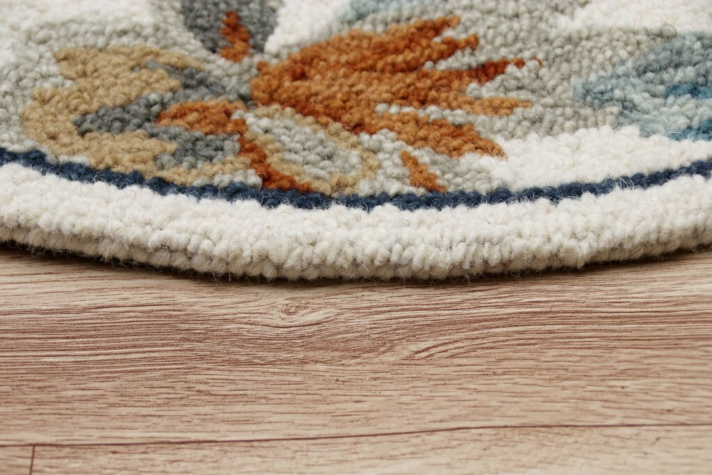 4' Round Blue and White Tropical Area Rug LuxuryLifeWay Online Store