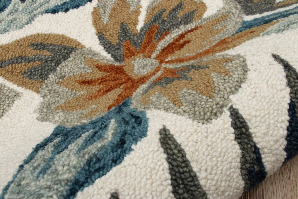 4' Round Blue and White Tropical Area Rug LuxuryLifeWay Online Store