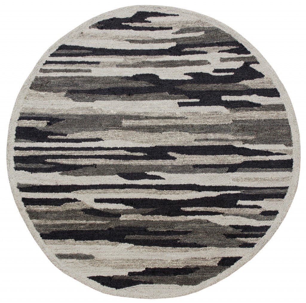 4' Round Black and Gray Camouflage Area Rug LuxuryLifeWay Online Store