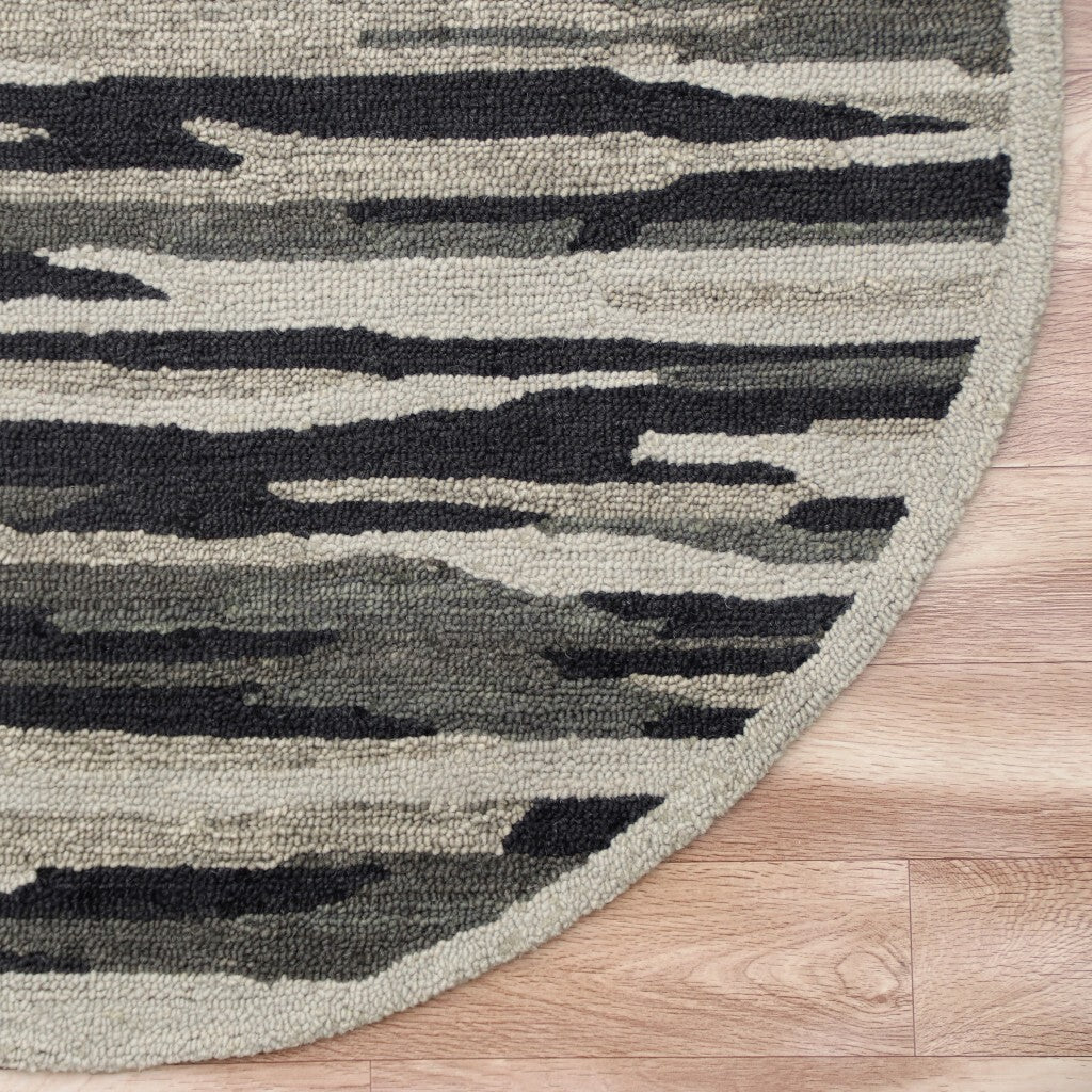 4' Round Black and Gray Camouflage Area Rug LuxuryLifeWay Online Store