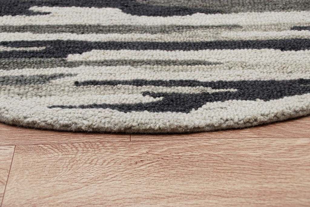 4' Round Black and Gray Camouflage Area Rug LuxuryLifeWay Online Store